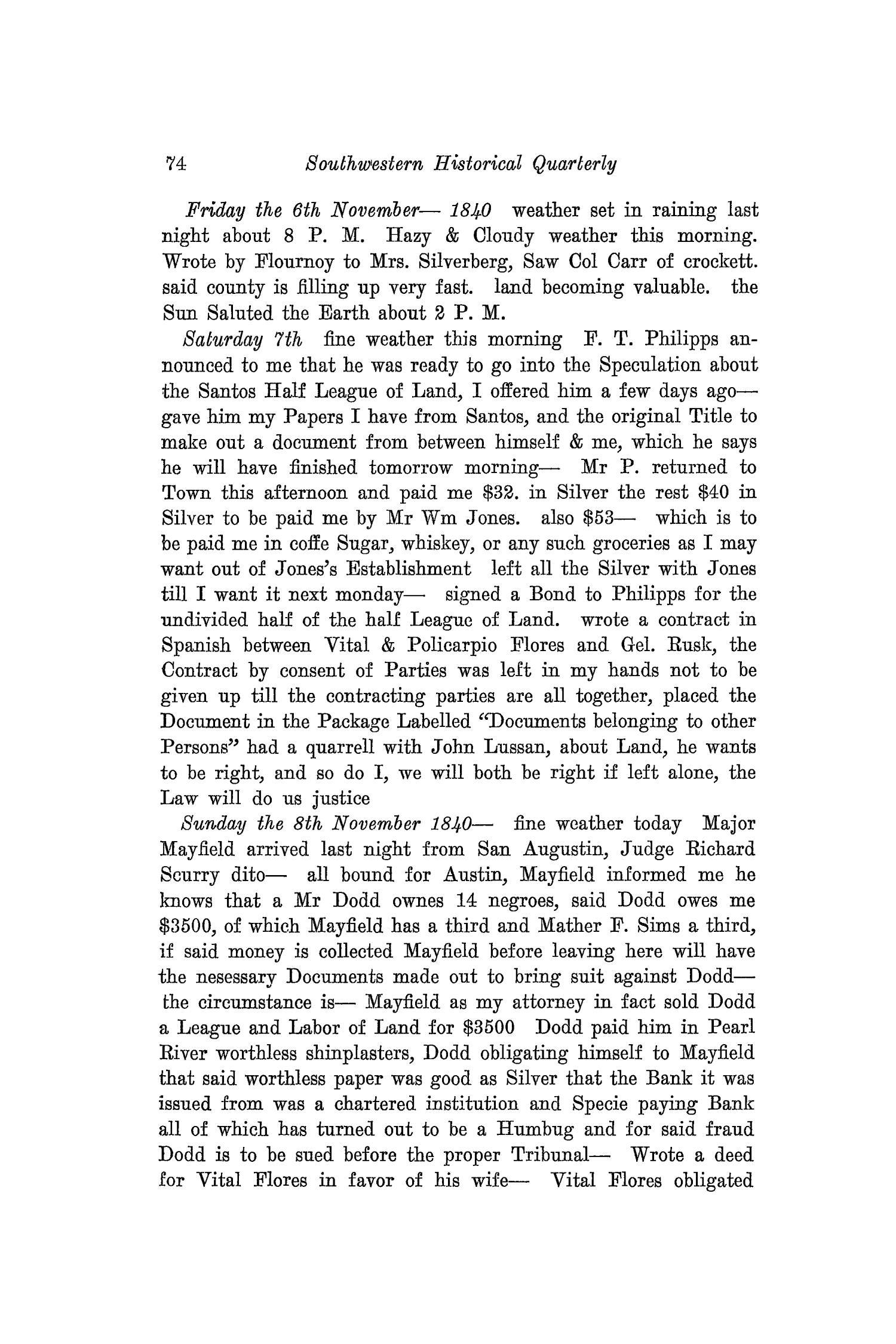 The Southwestern Historical Quarterly, Volume 31, July 1927 - April, 1928
                                                
                                                    74
                                                