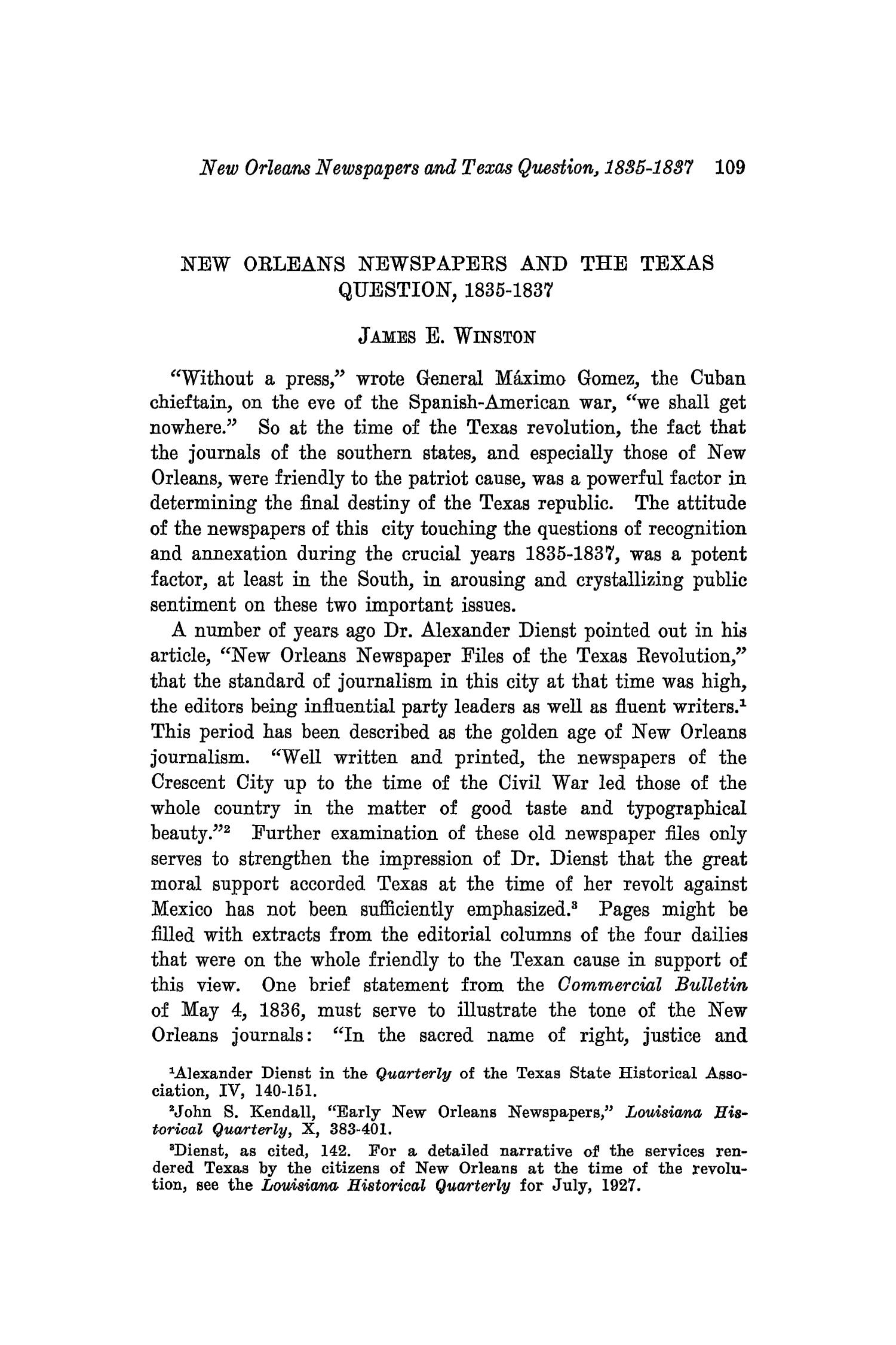 The Southwestern Historical Quarterly, Volume 36, July 1932 - April, 1933
                                                
                                                    109
                                                