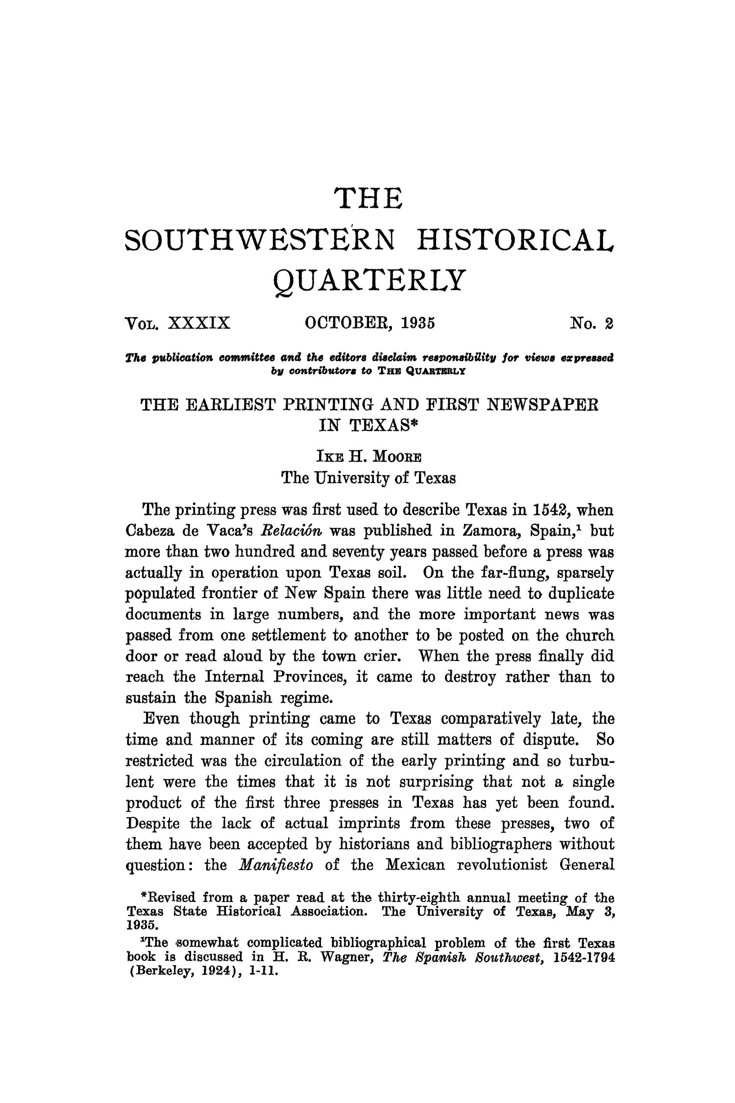 The Southwestern Historical Quarterly, Volume 39, July 1935 - April, 1936
                                                
                                                    83
                                                