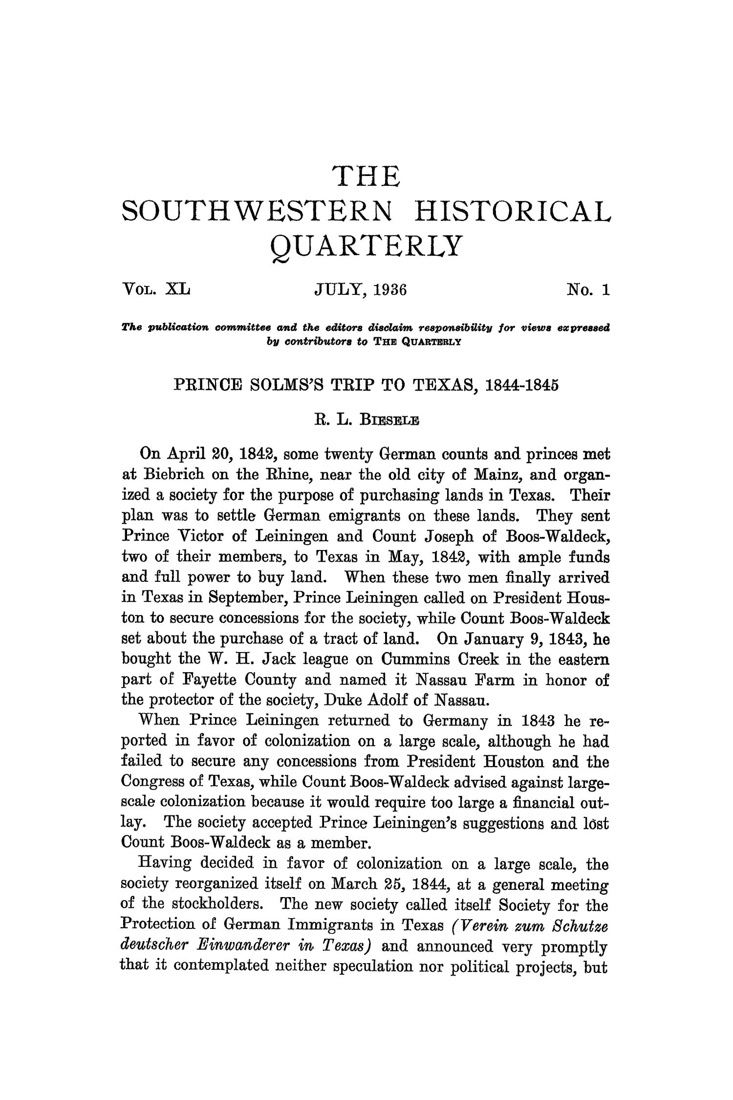 The Southwestern Historical Quarterly, Volume 40, July 1936 - April, 1937
                                                
                                                    1
                                                