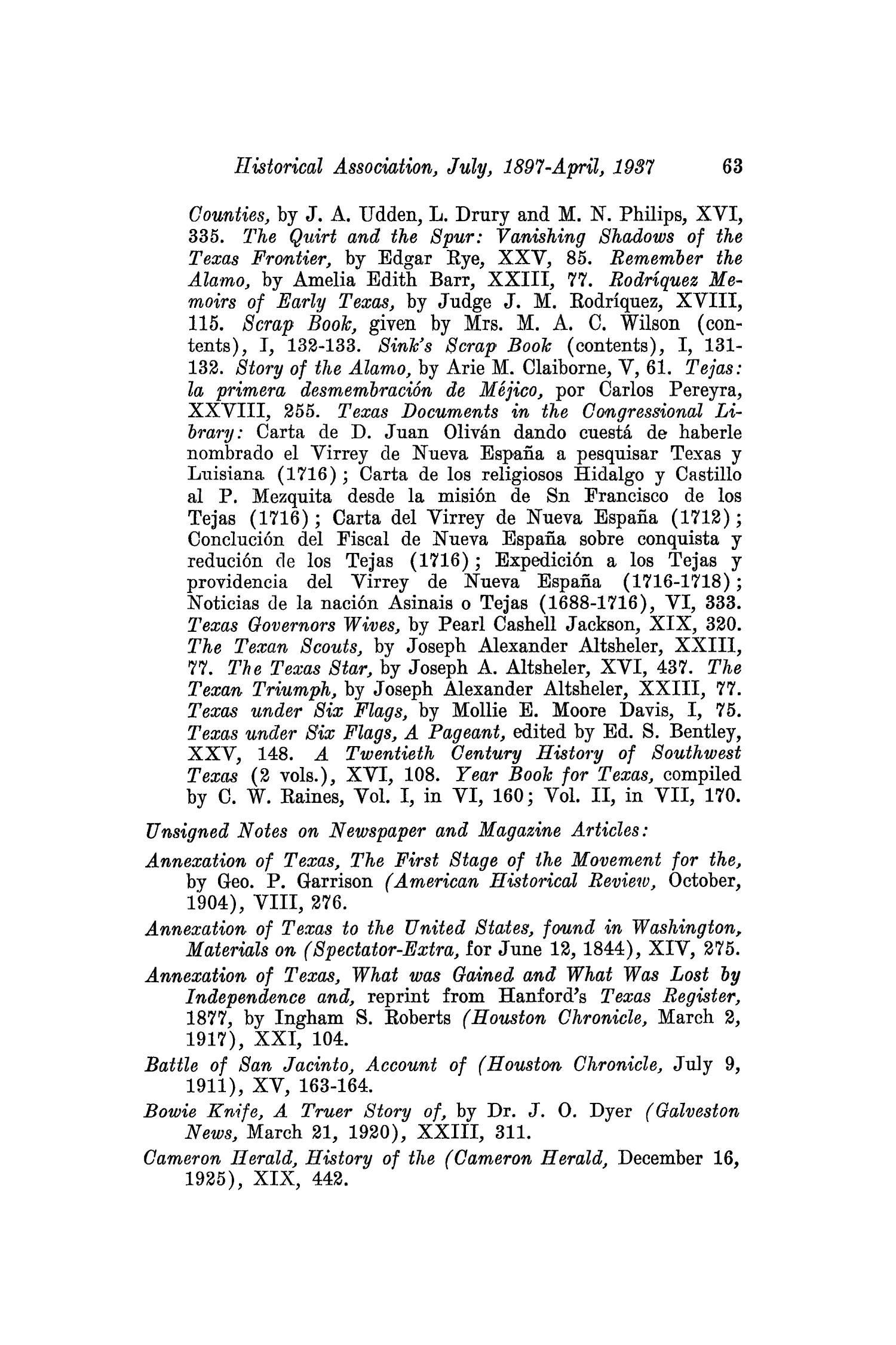 The Southwestern Historical Quarterly, Volume 41, July 1937 - April, 1938
                                                
                                                    63
                                                