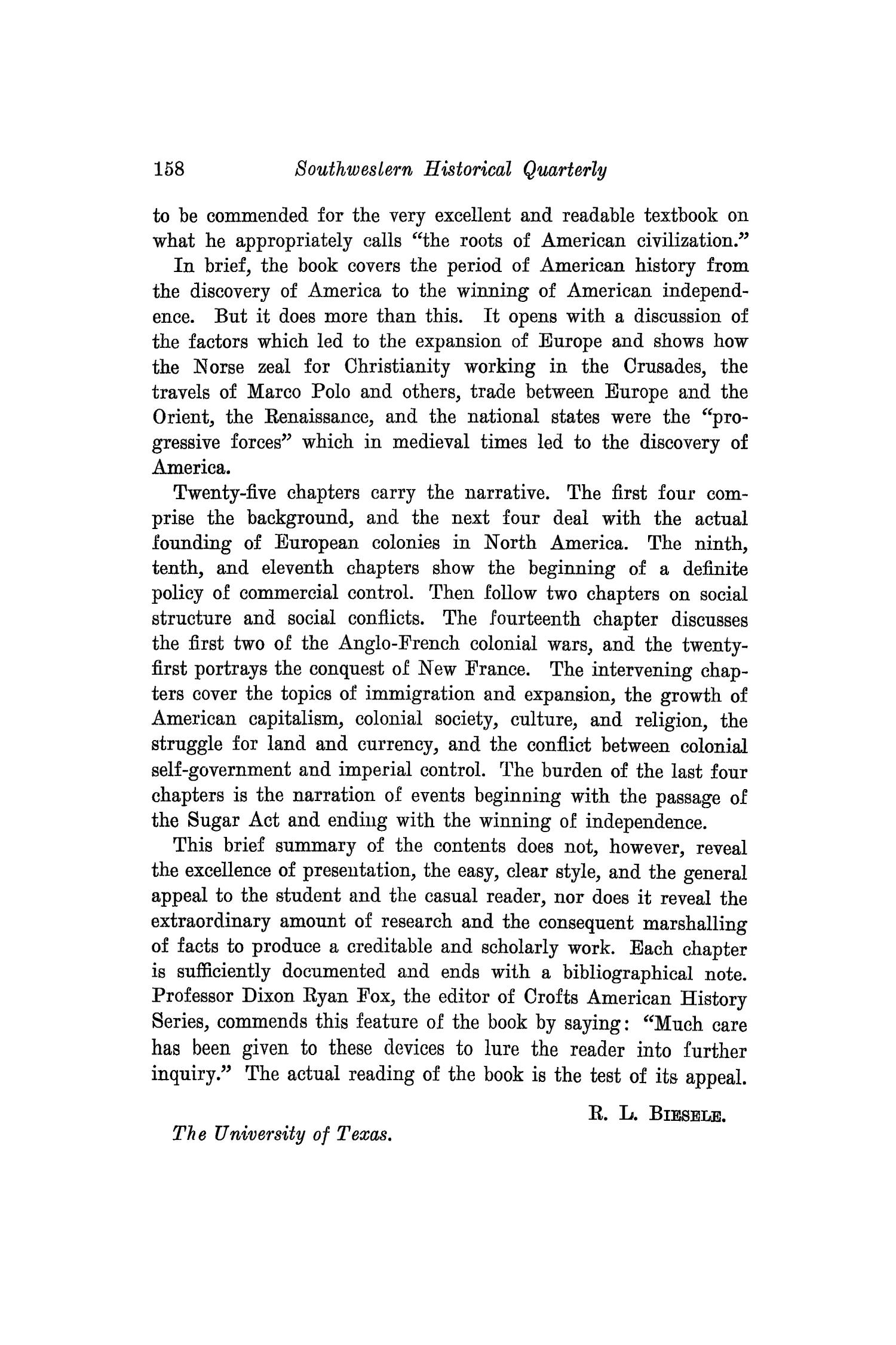 The Southwestern Historical Quarterly, Volume 42, July 1938 - April, 1939
                                                
                                                    158
                                                