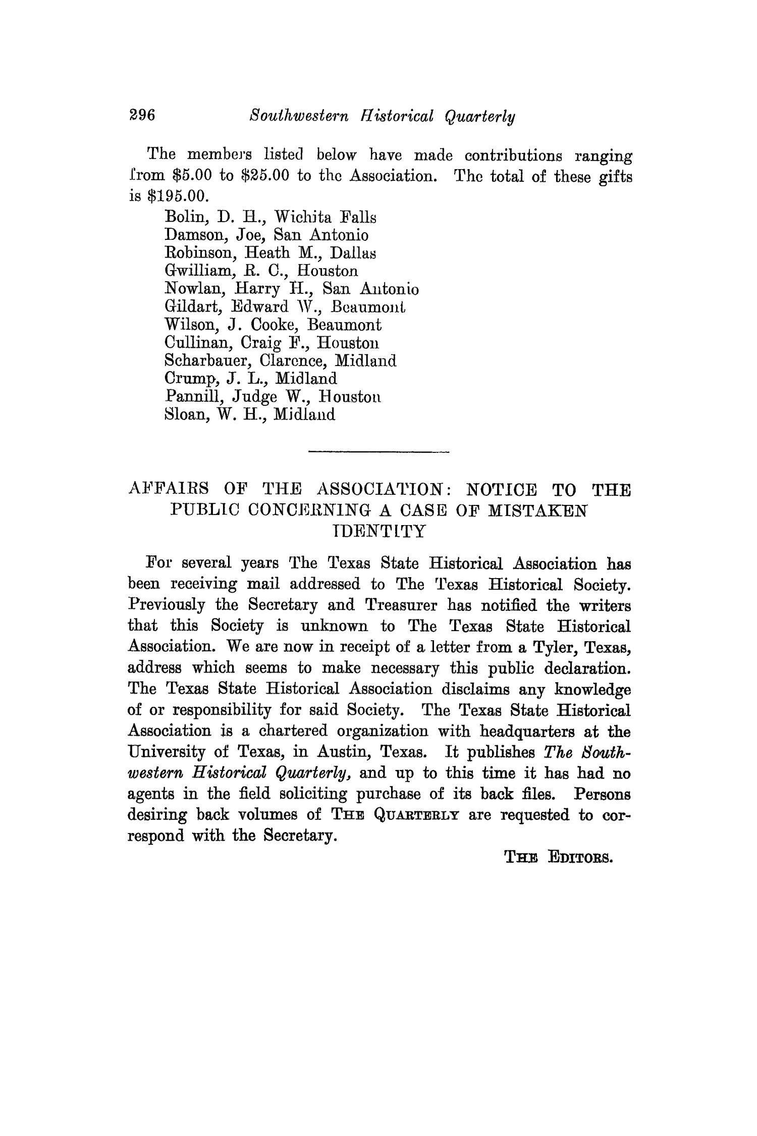 The Southwestern Historical Quarterly, Volume 42, July 1938 - April, 1939
                                                
                                                    296
                                                
