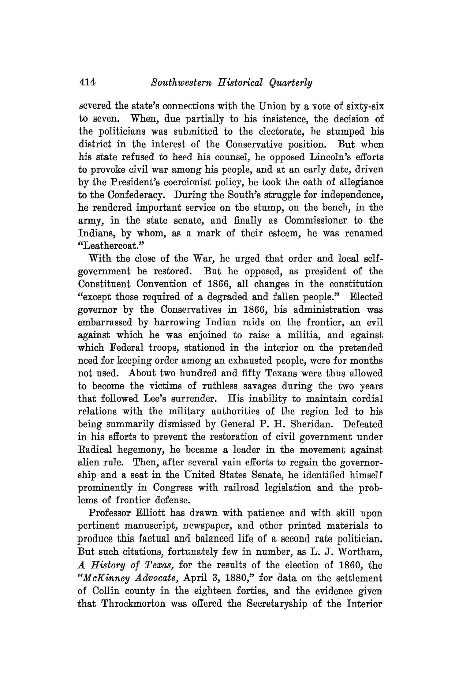 The Southwestern Historical Quarterly, Volume 42, July 1938 - April, 1939
                                                
                                                    414
                                                