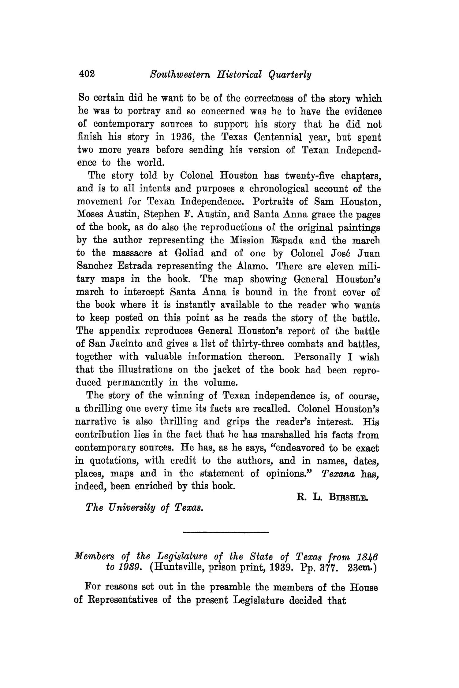The Southwestern Historical Quarterly, Volume 43, July 1939 - April, 1940
                                                
                                                    402
                                                