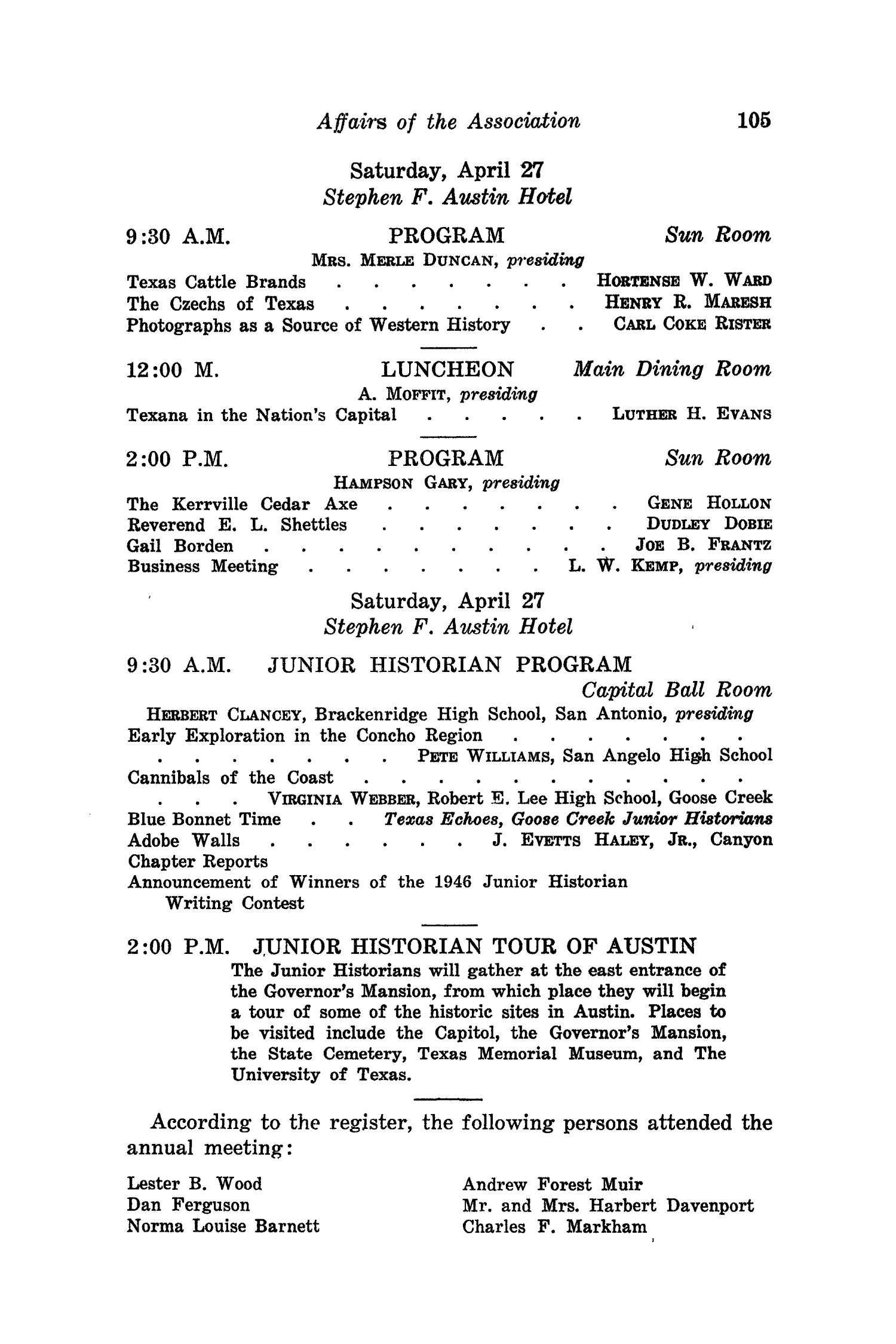 The Southwestern Historical Quarterly, Volume 50, July 1946 - April, 1947
                                                
                                                    105
                                                