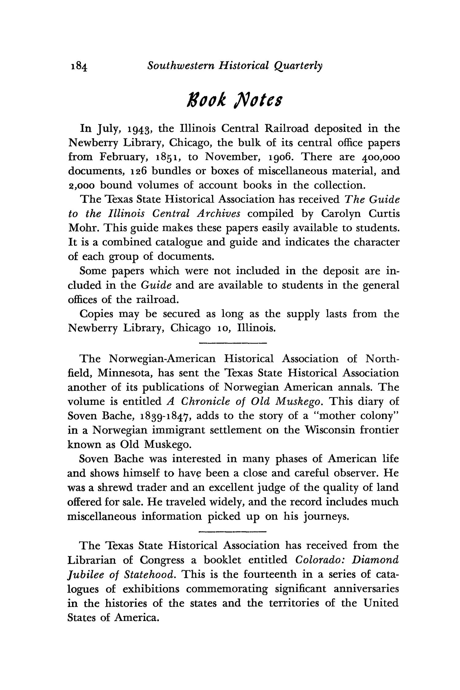The Southwestern Historical Quarterly, Volume 56, July 1952 - April, 1953
                                                
                                                    184
                                                