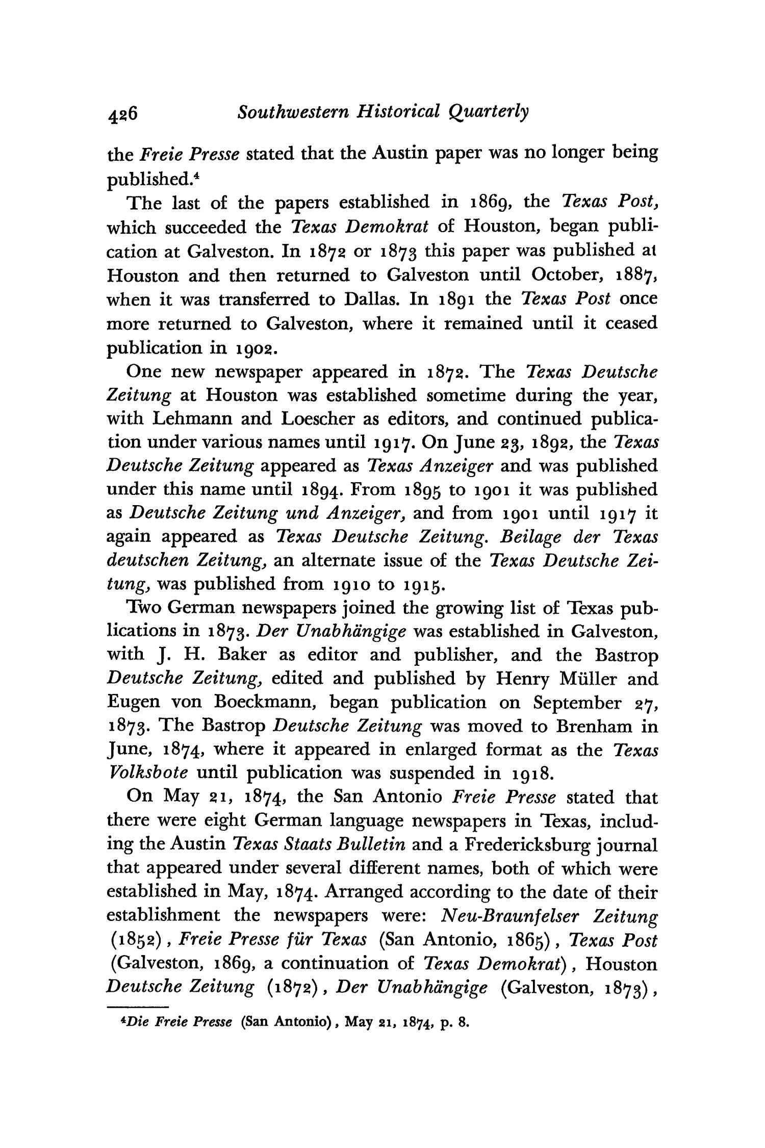 The Southwestern Historical Quarterly, Volume 57, July 1953 - April, 1954
                                                
                                                    426
                                                