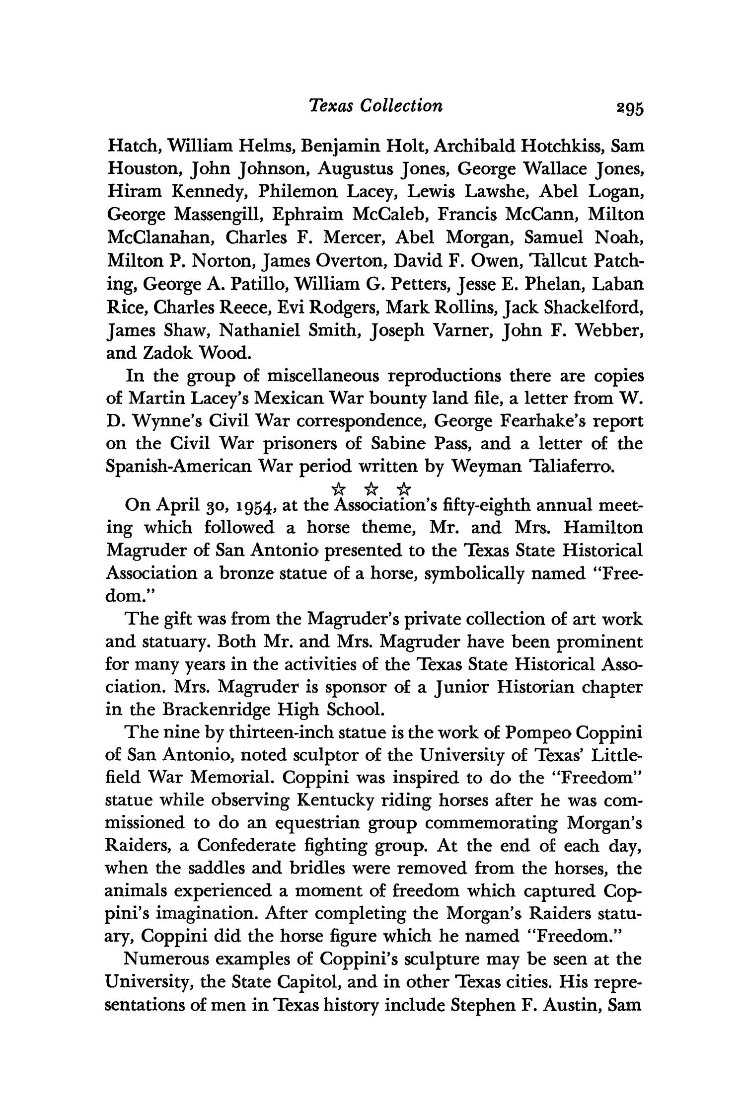The Southwestern Historical Quarterly, Volume 58, July 1954 - April, 1955
                                                
                                                    295
                                                