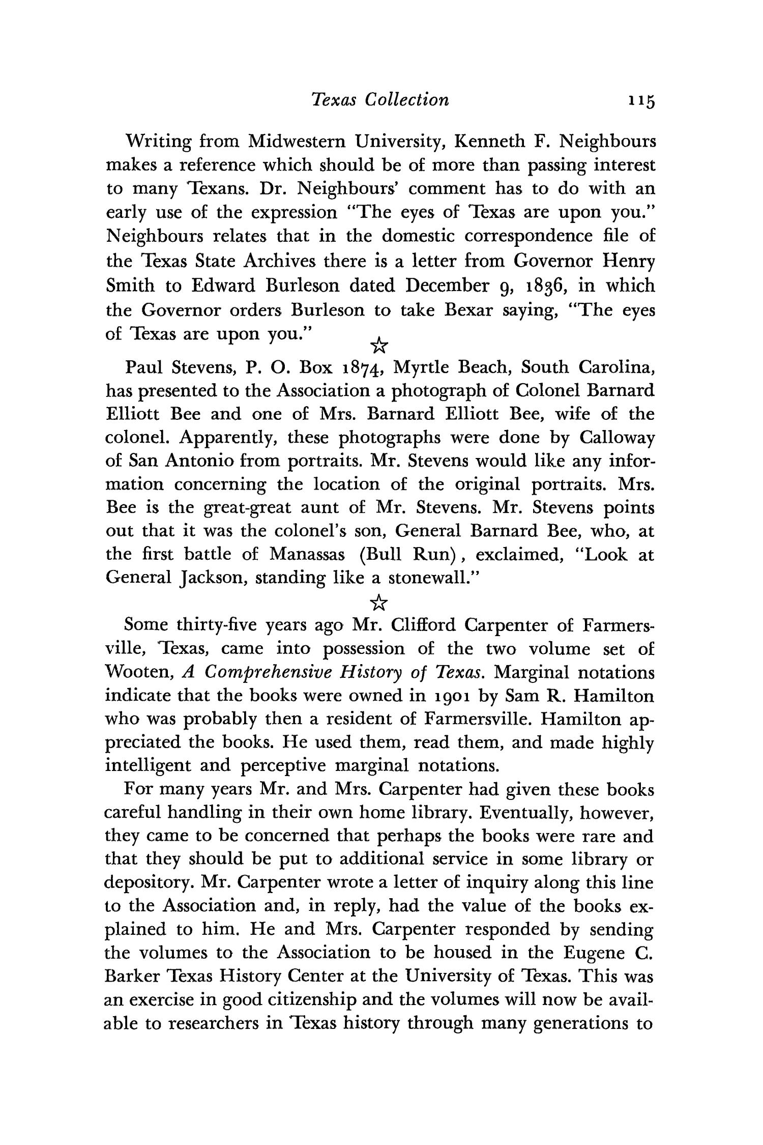 The Southwestern Historical Quarterly, Volume 62, July 1958 - April, 1959
                                                
                                                    115
                                                
