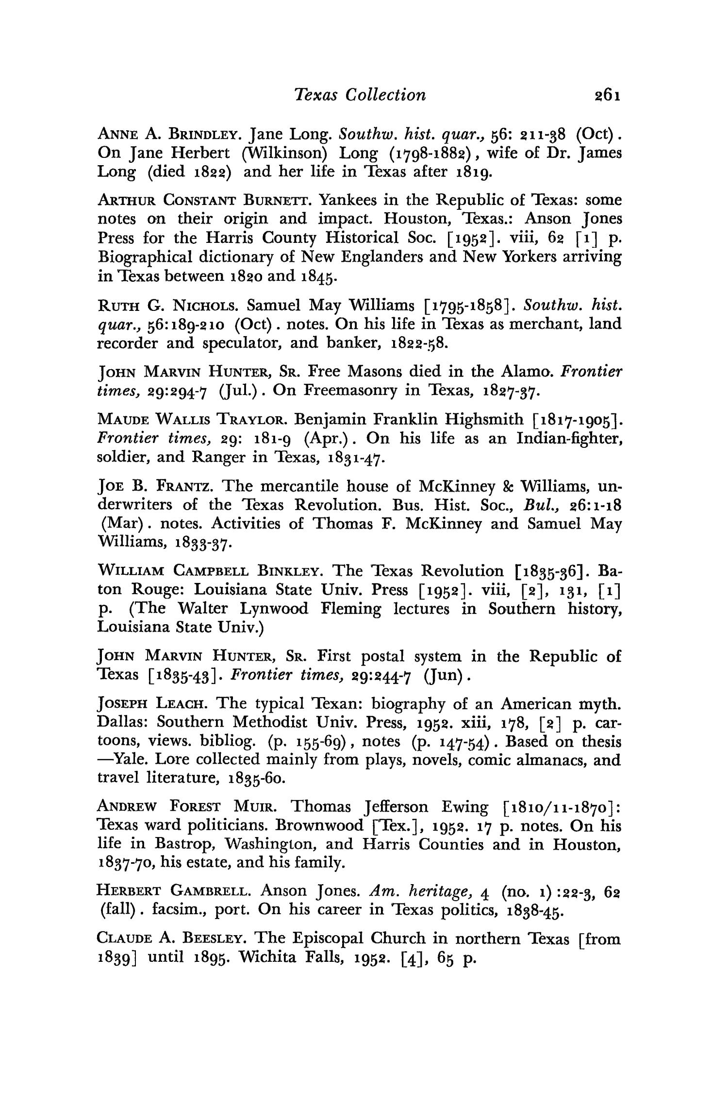 The Southwestern Historical Quarterly, Volume 62, July 1958 - April, 1959
                                                
                                                    261
                                                