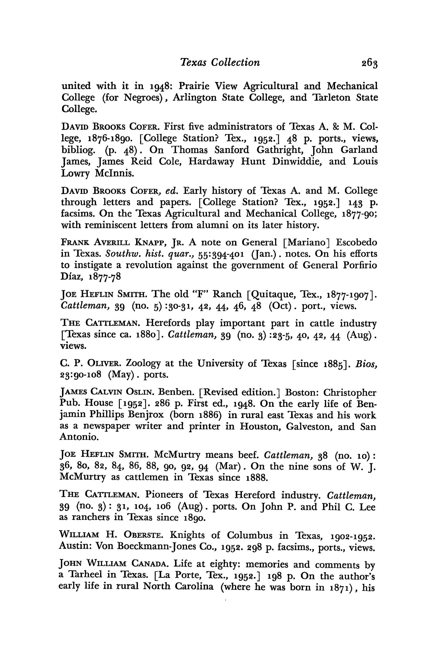 The Southwestern Historical Quarterly, Volume 62, July 1958 - April, 1959
                                                
                                                    263
                                                