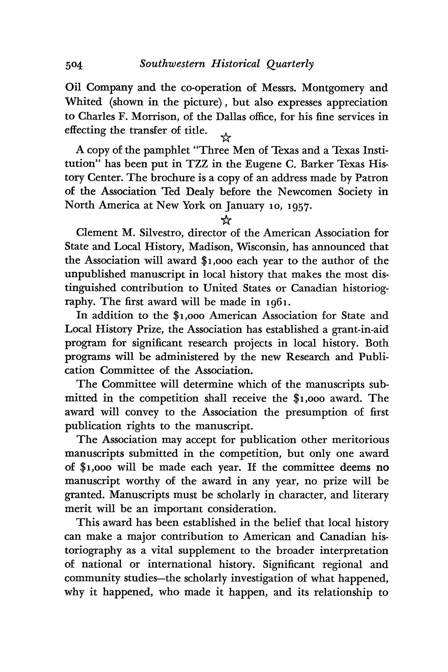The Southwestern Historical Quarterly, Volume 64, July 1960 - April, 1961
                                                
                                                    504
                                                
