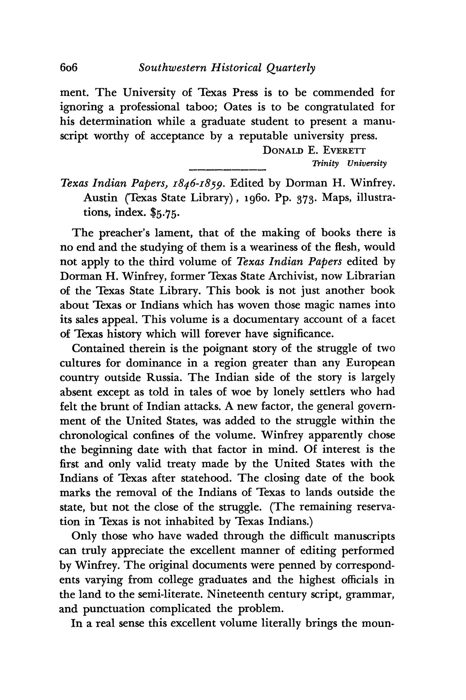 The Southwestern Historical Quarterly, Volume 65, July 1961 - April, 1962
                                                
                                                    606
                                                