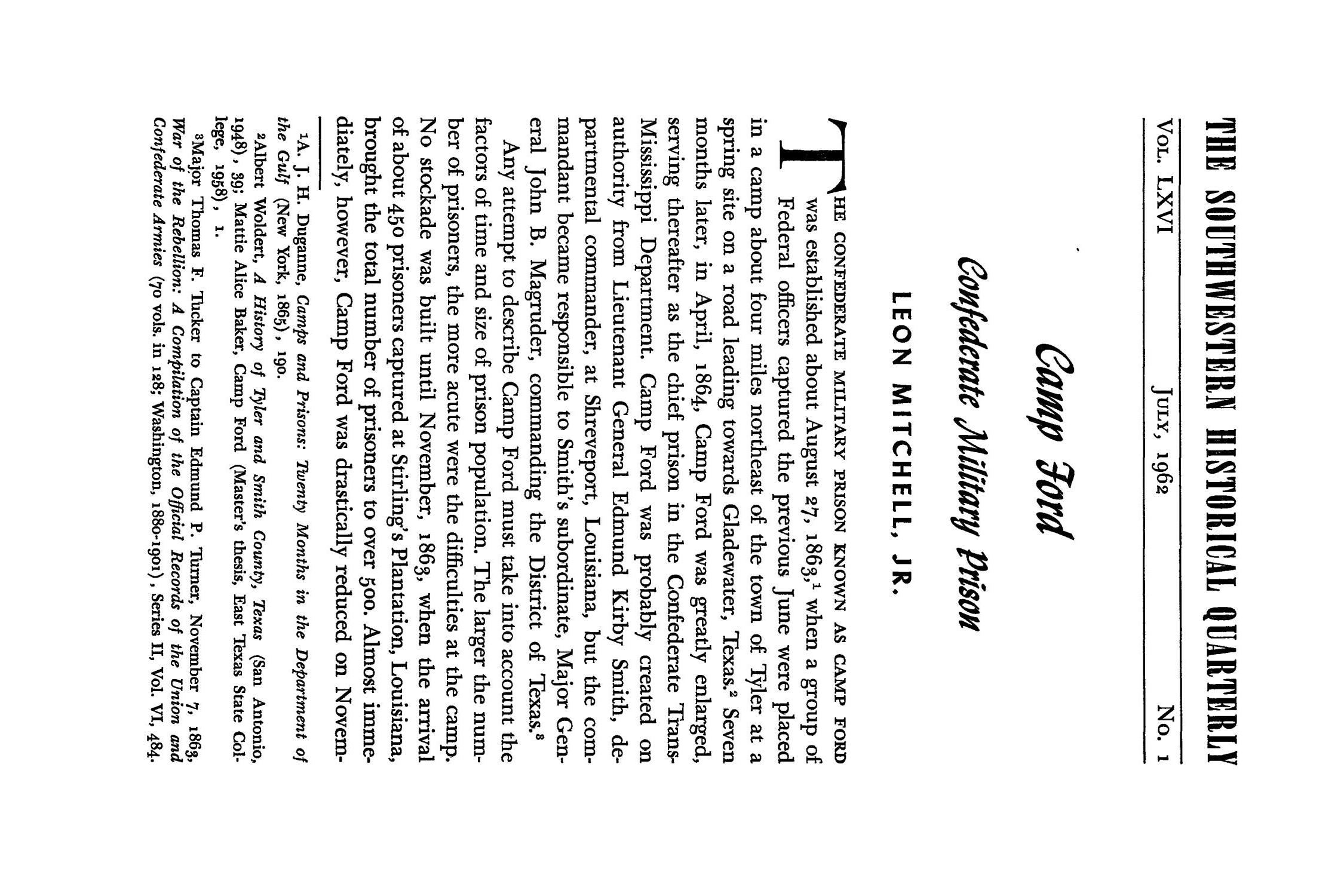 The Southwestern Historical Quarterly, Volume 66, July 1962 - April, 1963
                                                
                                                    1
                                                