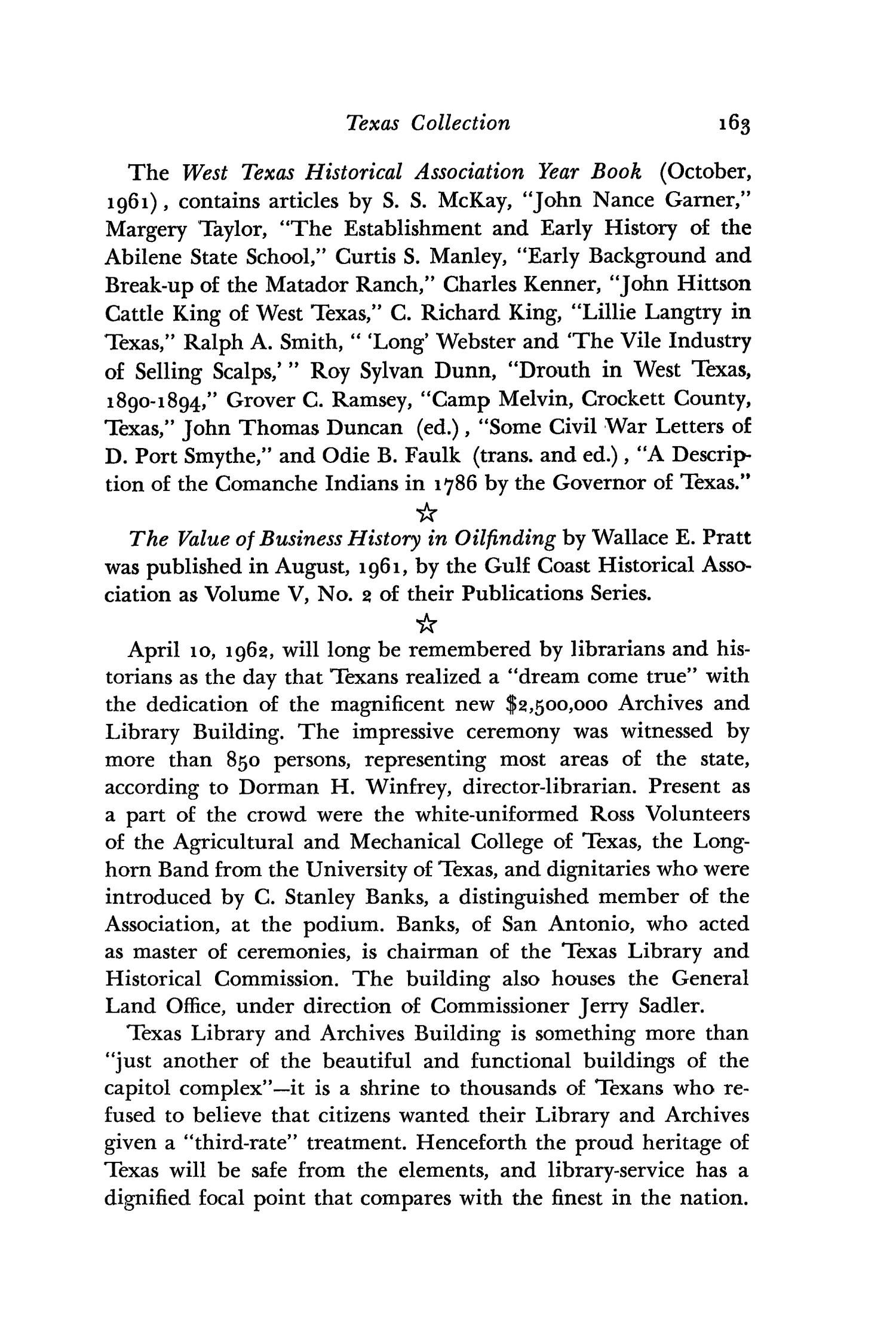 The Southwestern Historical Quarterly, Volume 66, July 1962 - April, 1963
                                                
                                                    163
                                                