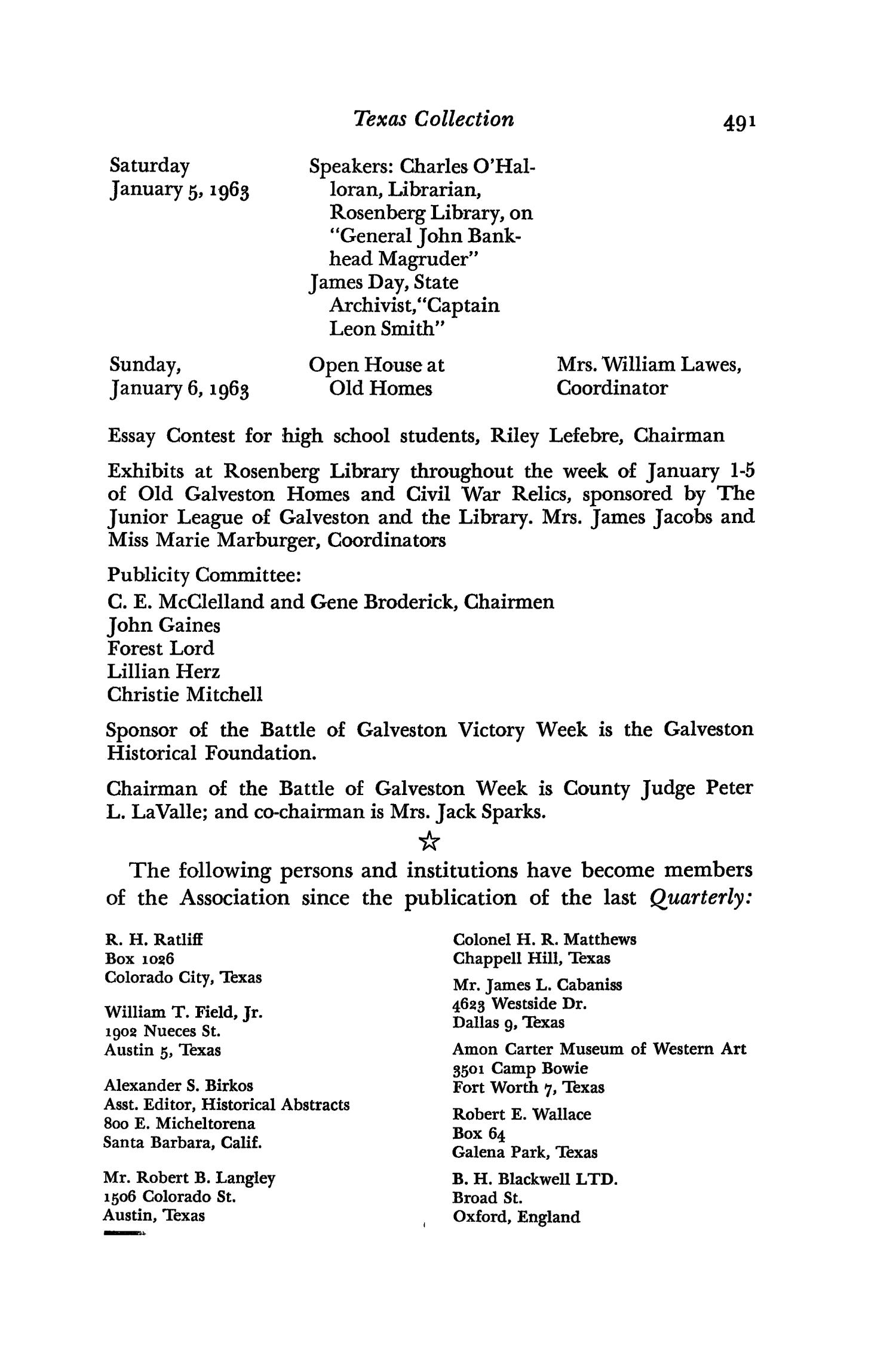 The Southwestern Historical Quarterly, Volume 66, July 1962 - April, 1963
                                                
                                                    491
                                                