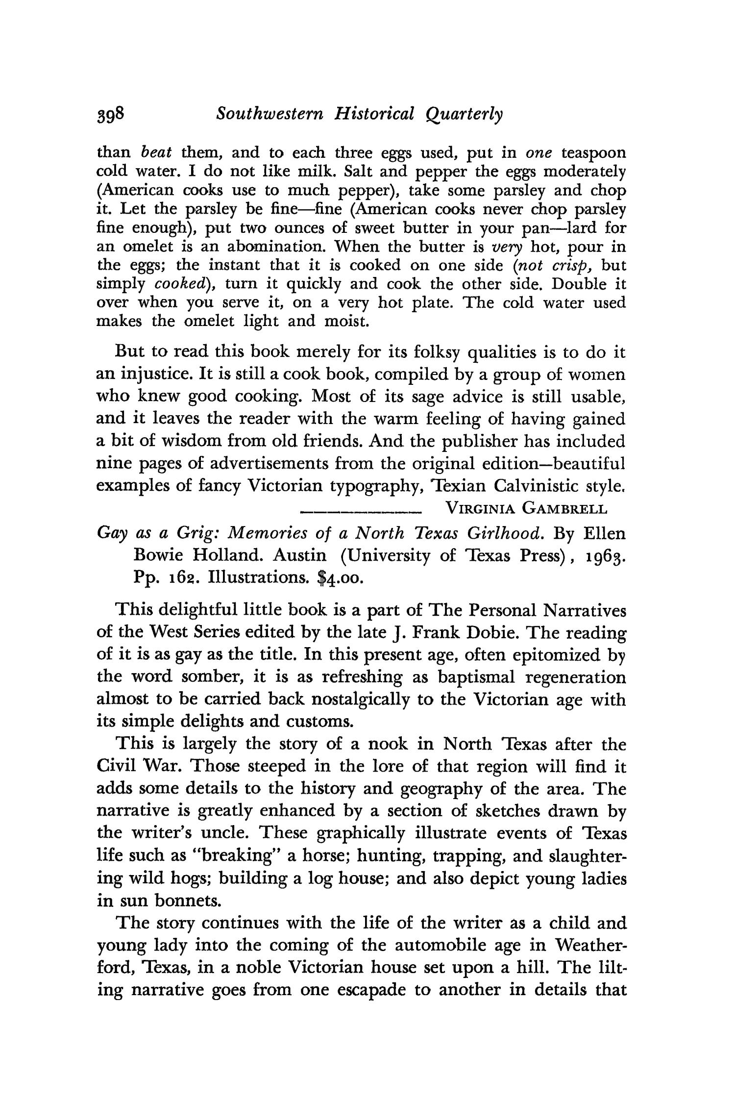 The Southwestern Historical Quarterly, Volume 68, July 1964 - April, 1965
                                                
                                                    398
                                                