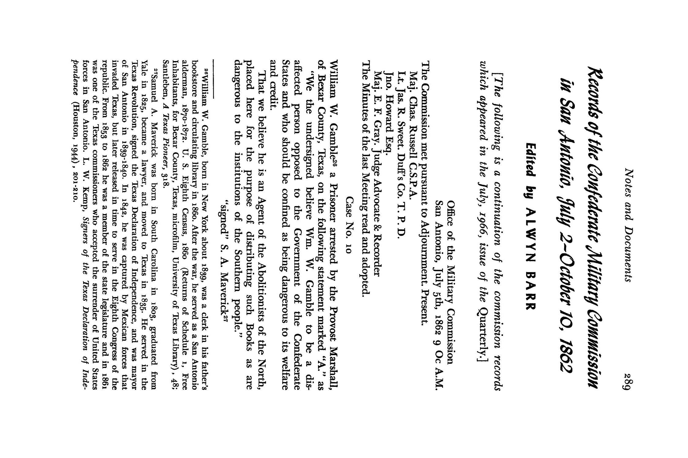 The Southwestern Historical Quarterly, Volume 70, July 1966 - April, 1967
                                                
                                                    289
                                                