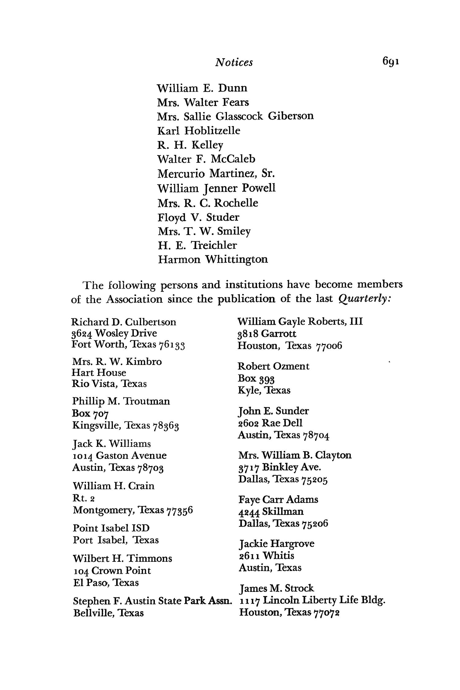 The Southwestern Historical Quarterly, Volume 70, July 1966 - April, 1967
                                                
                                                    691
                                                