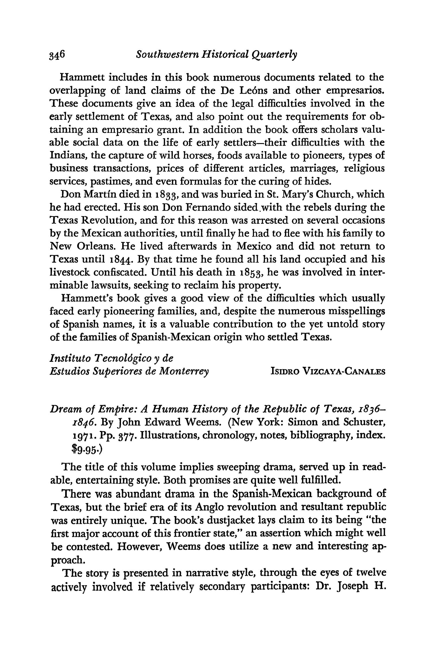 The Southwestern Historical Quarterly, Volume 76, July 1972 - April, 1973
                                                
                                                    346
                                                