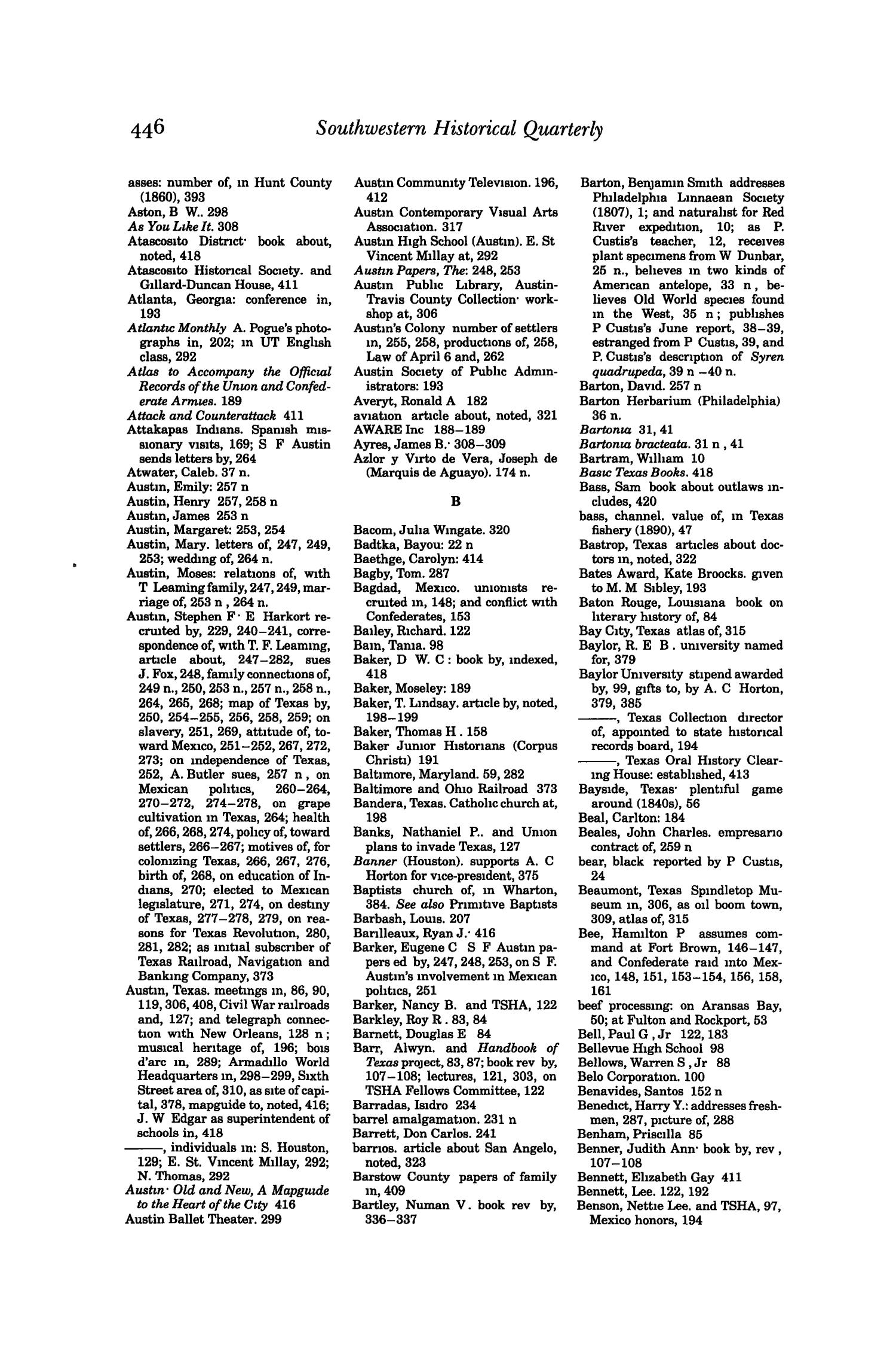 The Southwestern Historical Quarterly, Volume 88, July 1984 - April, 1985
                                                
                                                    446
                                                