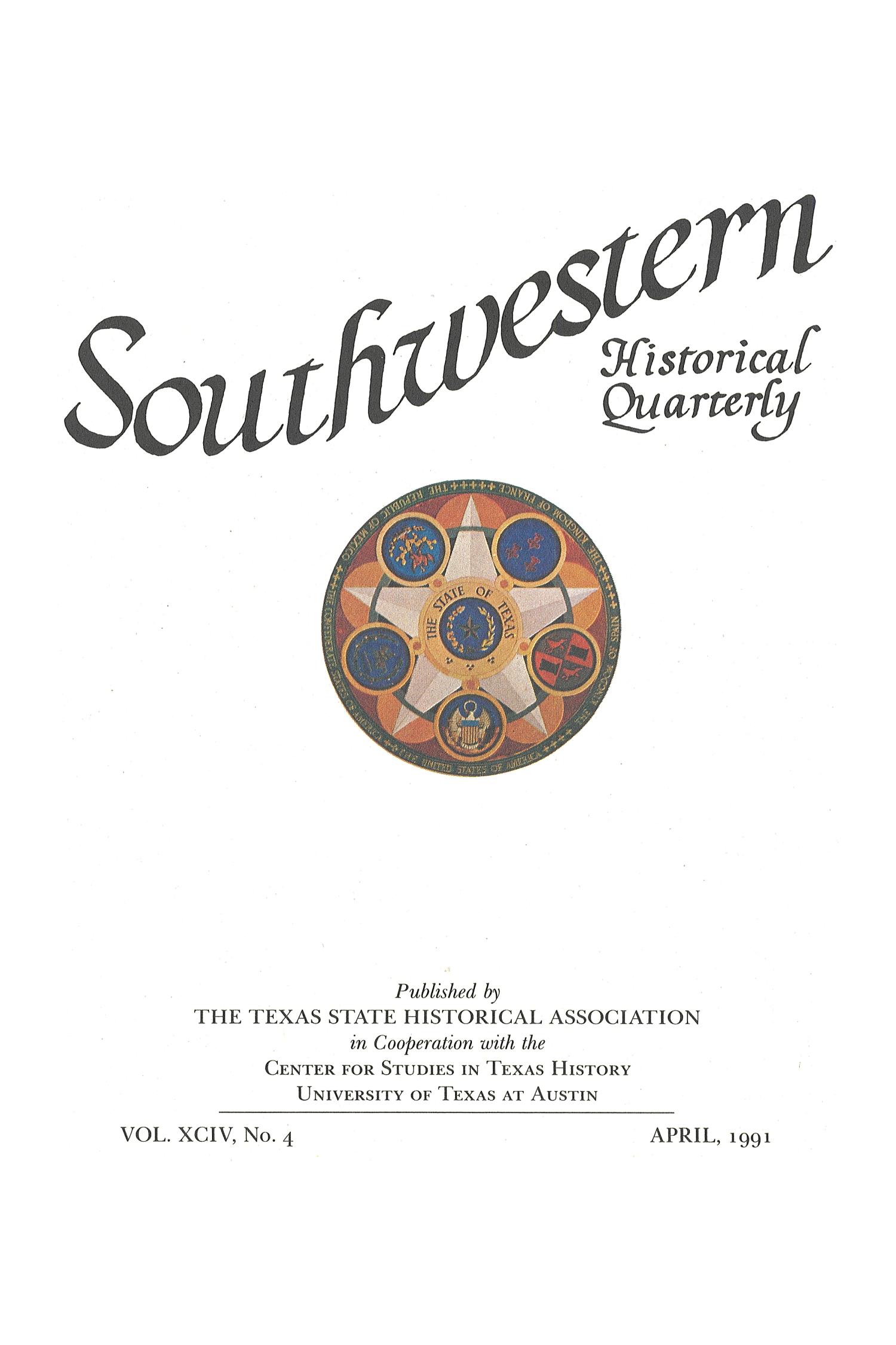 The Southwestern Historical Quarterly, Volume 94, July 1990 - April, 1991
                                                
                                                    Title Page
                                                
