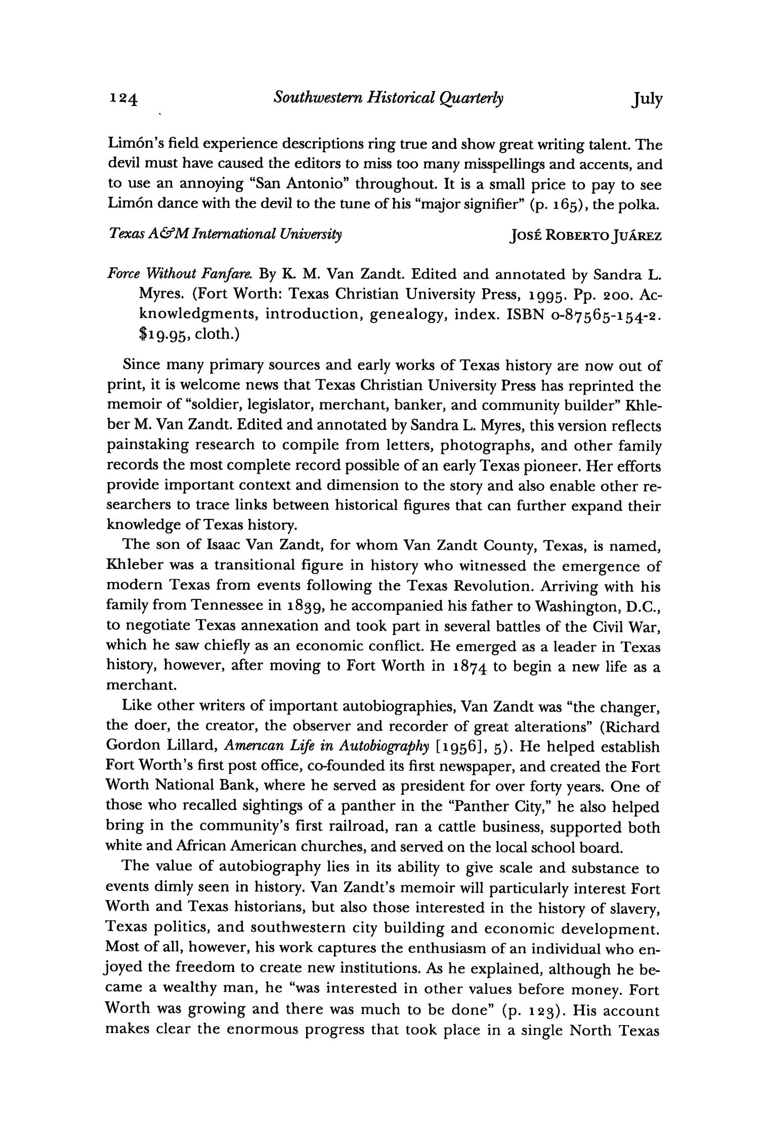The Southwestern Historical Quarterly, Volume 100, July 1996 - April, 1997
                                                
                                                    124
                                                