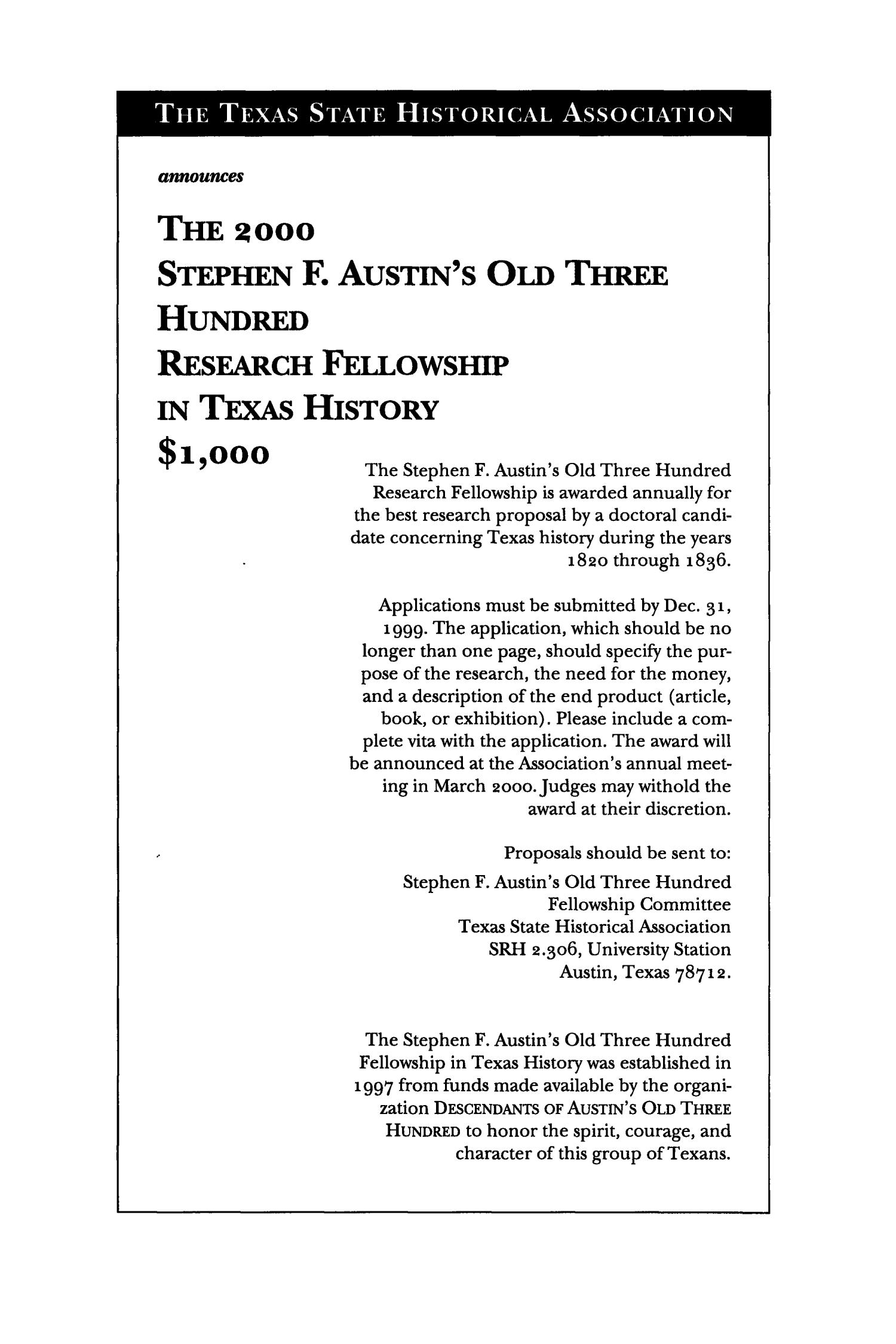 The Southwestern Historical Quarterly, Volume 102, July 1998 - April, 1999
                                                
                                                    None
                                                