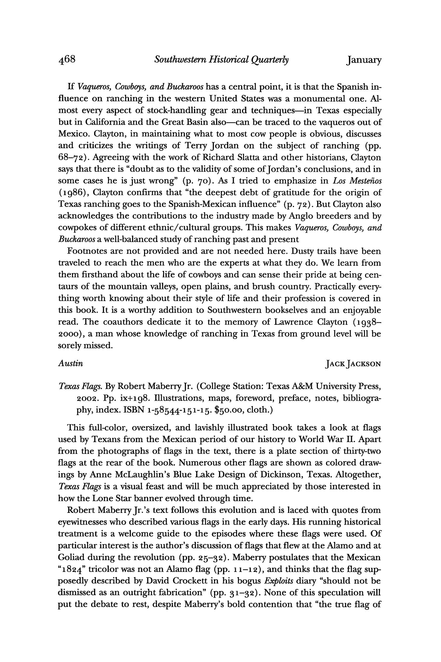 The Southwestern Historical Quarterly, Volume 106, July 2002 - April, 2003
                                                
                                                    468
                                                
