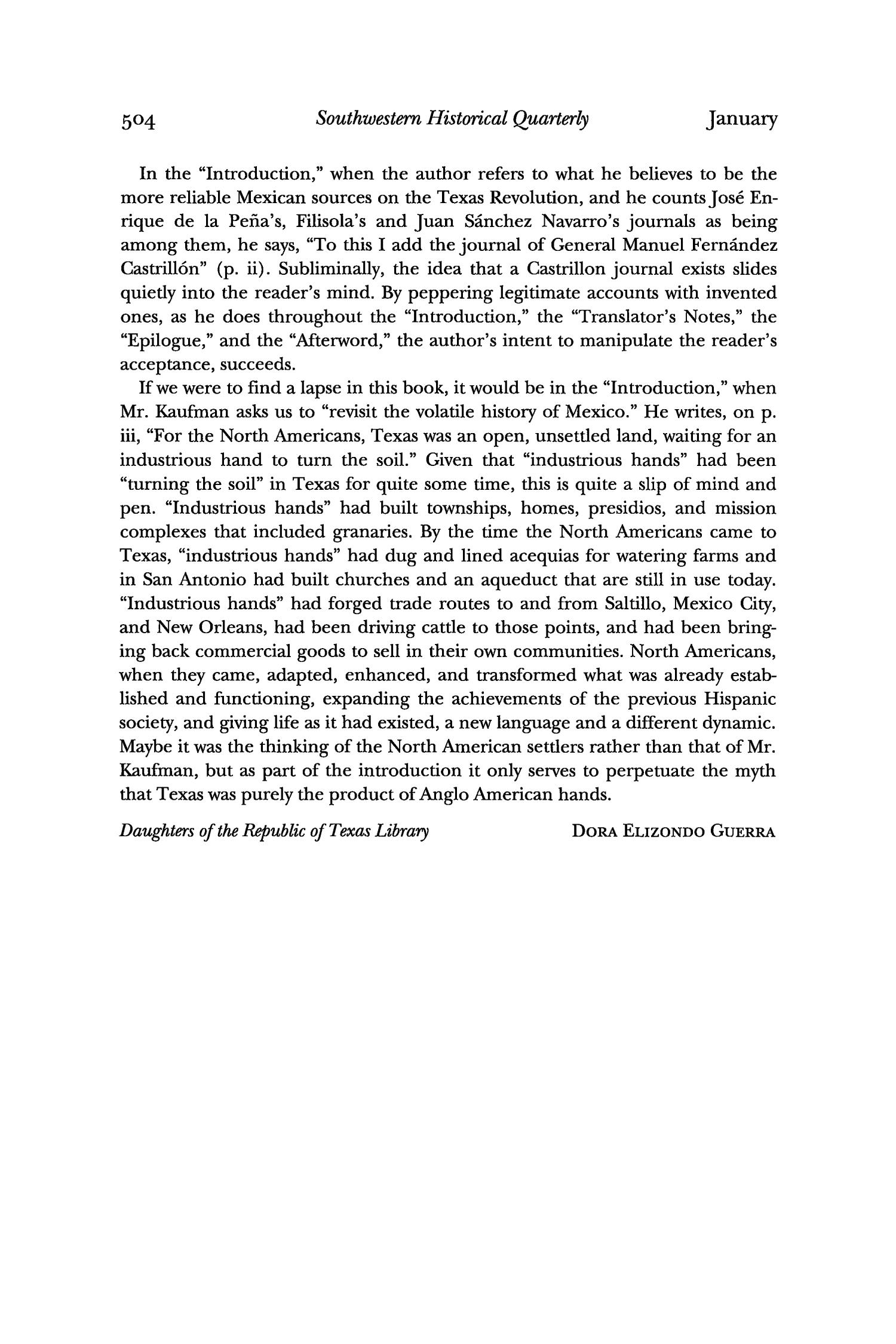 The Southwestern Historical Quarterly, Volume 106, July 2002 - April, 2003
                                                
                                                    504
                                                