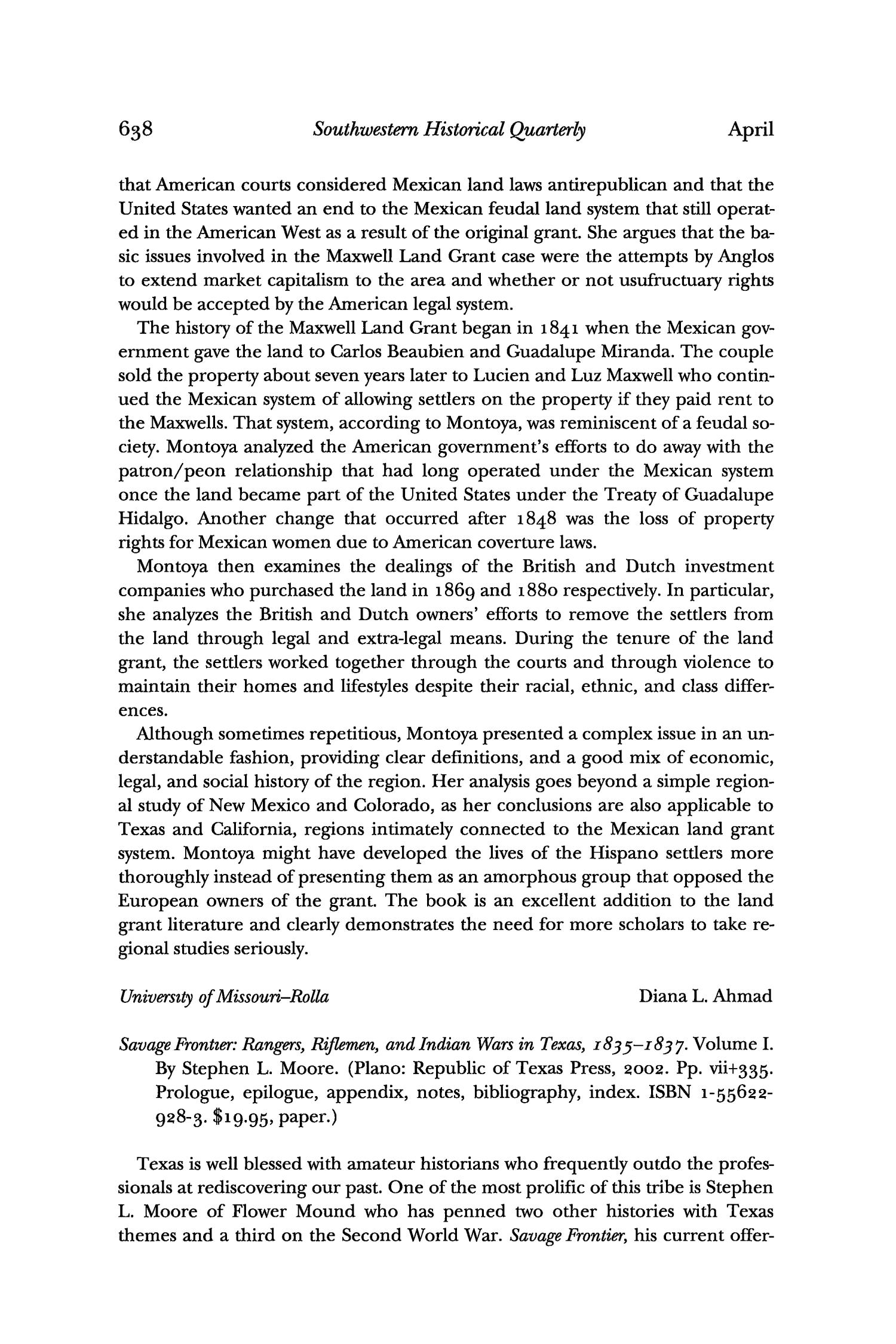 The Southwestern Historical Quarterly, Volume 106, July 2002 - April, 2003
                                                
                                                    638
                                                