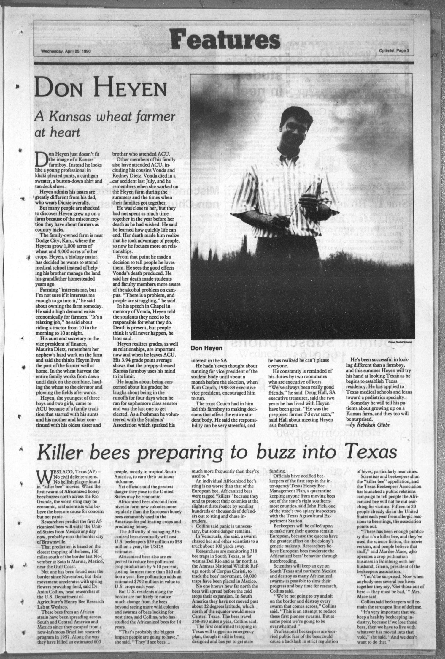 The Optimist (Abilene, Tex.), Vol. 78, No. 55, Ed. 1, Wednesday, April 25, 1990
                                                
                                                    [Sequence #]: 3 of 8
                                                