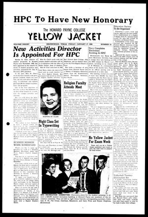 Primary view of object titled 'The Howard Payne College Yellow Jacket (Brownwood, Tex.), Vol. XXXXV, No. 15, Ed. 1, Friday, January 17, 1958'.
