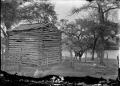 Primary view of [Log Cabin and Cow on River Bank]
