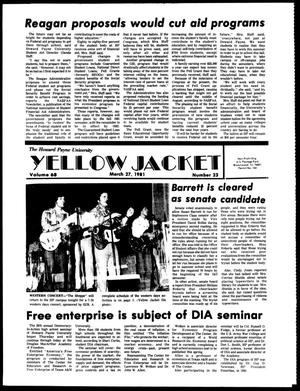 Primary view of object titled 'The Howard Payne University Yellow Jacket (Brownwood, Tex.), Vol. 68, No. 23, Ed. 1, Friday, March 27, 1981'.