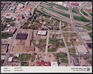 Primary view of object titled '[Aerial View of Old City Park and Surrounding Area]'.