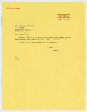 Primary view of object titled '[Letter from Jeane Kempner to Mary Jean, July 19, 1956]'.