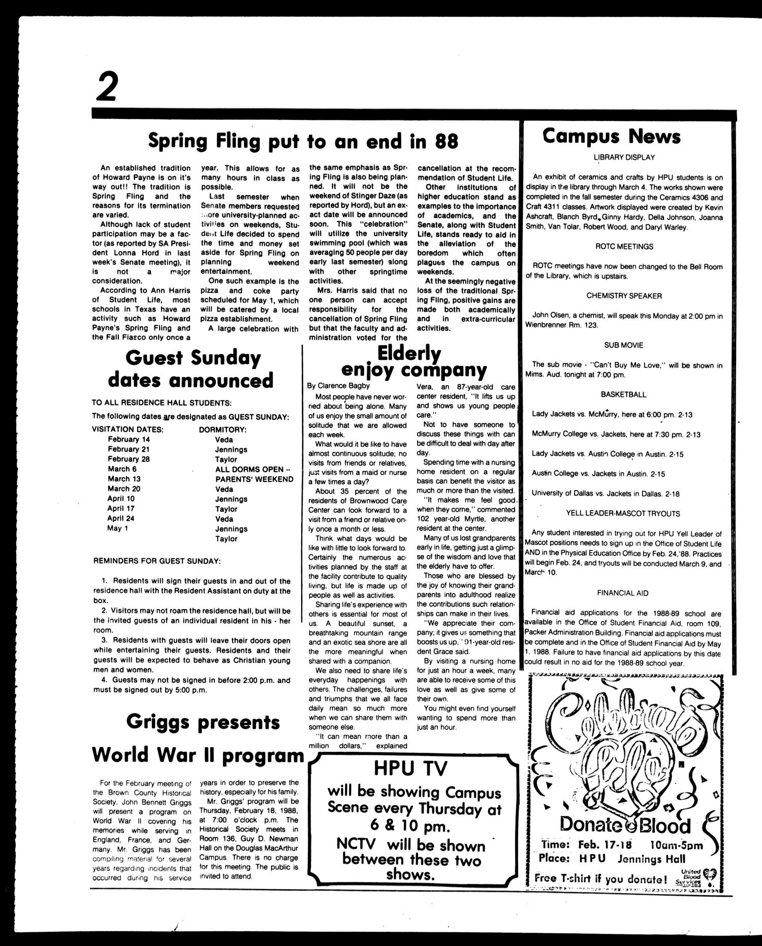 The Yellow Jacket (Brownwood, Tex.), Vol. 75, No. 15, Ed. 1, Friday, February 12, 1988
                                                
                                                    [Sequence #]: 2 of 4
                                                