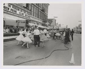 Primary view of object titled '[Square dancers perform at world premiere of "Bandolero"]'.