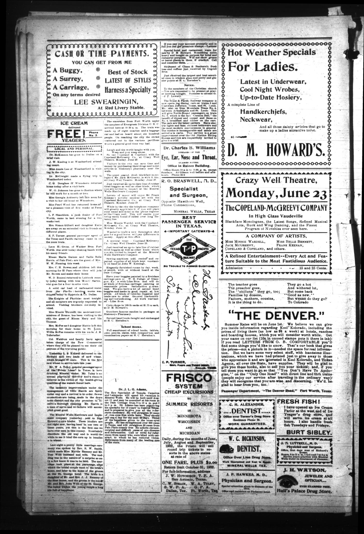 The Daily Index. (Mineral Wells, Tex.), Vol. 3, No. 38, Ed. 1 Tuesday, June 17, 1902
                                                
                                                    [Sequence #]: 4 of 4
                                                