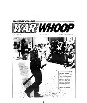 Primary view of object titled 'McMurry College War Whoop (Abilene, Tex.), Vol. 67, No. 2, Ed. 1, Friday, September 15, 1989'.