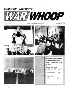Primary view of object titled 'McMurry University War Whoop (Abilene, Tex.), Vol. 69, No. 4, Ed. 1, Tuesday, October 22, 1991'.