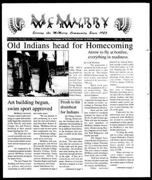 Primary view of object titled 'McMurry War Whoop (Abilene, Tex.), Vol. 75, No. 3, Ed. 1, Wednesday, October 21, 1998'.