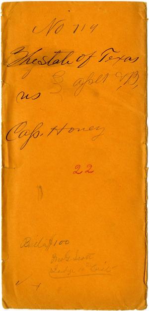 Primary view of object titled 'Documents related to the case of The State of Texas vs. Cass Honey, cause no. 719, 1873'.