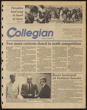 Primary view of object titled 'Collegian (Hurst, Tex.), Vol. 1, No. 12, Ed. 1 Wednesday, January 25, 1989'.