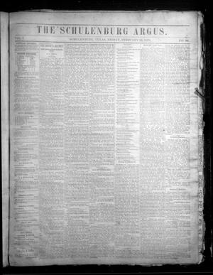 Primary view of object titled 'The Schulenburg Argus. (Schulenburg, Tex.), Vol. 1, No. 46, Ed. 1 Friday, February 15, 1878'.