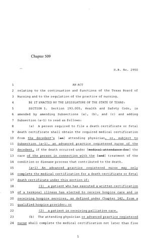Primary view of object titled '85th Texas Legislature, Regular Session, House Bill 2950, Chapter 509'.