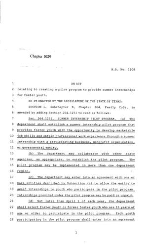 Primary view of object titled '85th Texas Legislature, Regular Session, House Bill 1608, Chapter 1029'.