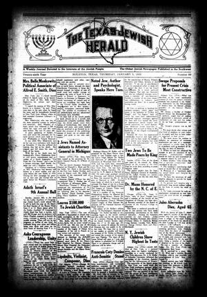 Primary view of object titled 'The Texas Jewish Herald (Houston, Tex.), Vol. 26, No. 39, Ed. 1 Thursday, January 5, 1933'.